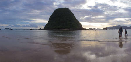 Sunset on the beach of the islandの写真素材