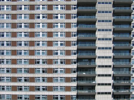Crowded modern apartments condominium
