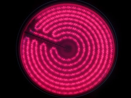 Hot glass ceramic cooktop burner flameの写真素材