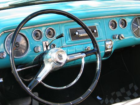 Old classic American car dashboardの写真素材