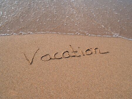 Enjoying perfect summer vacation by a sunny beachの写真素材