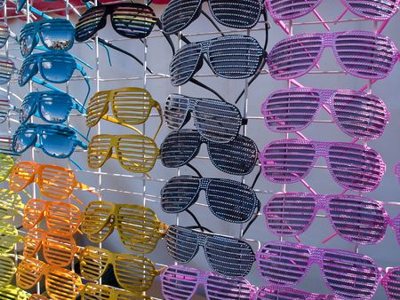Collection of fashionable trendy modern colorful sunglassesの写真素材
