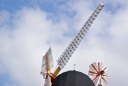 Details of a traditional old Danish windmill in the countryside Funen Denmarkの写真素材