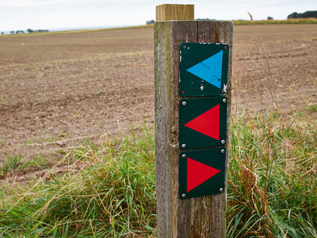 Nature trails walk sign for hiking in the middle of beautiful nature