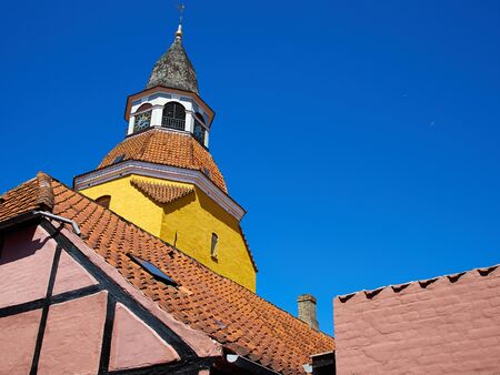 Classical old bell tower landmark of the old city Faaborg Funnen Denmark