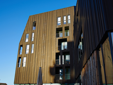 Modern design luxurious executive apartments city condominium buildingの写真素材