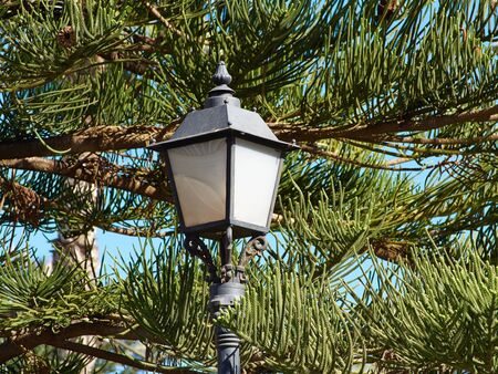 Typical traditional classical Spanish decorated street lamp and lantern Costa Blanca Spainの写真素材