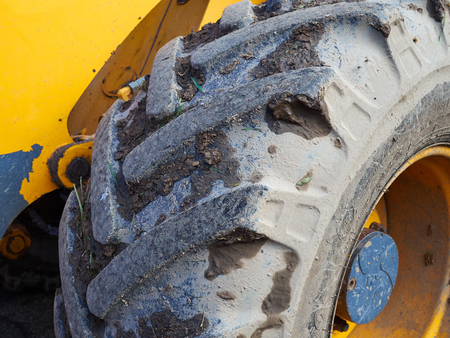 Close up of tractor tire wheel great farming agriculture background imageの写真素材