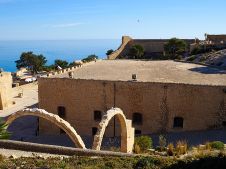 Famous landmark tourist attraction highlight Santa Barbara Castle Castell Alicante Costa Blanca Spainのeditorial素材