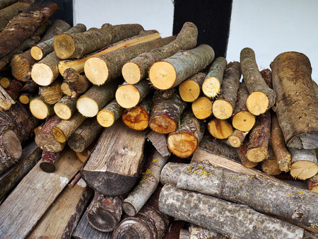 Stack pile of cut firewoodready for a long cold  winter season