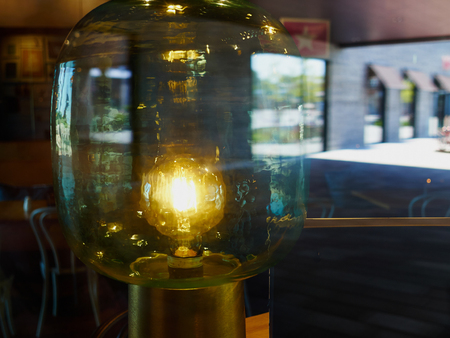 Close up details of a decorative antique edison style light bulb