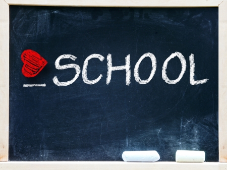 I love school written on a chalkboard                      の写真素材