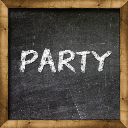 Party handwritten with white chalk on a blackboard の写真素材