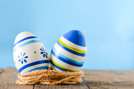 Colorful Easter egg in nestの写真素材