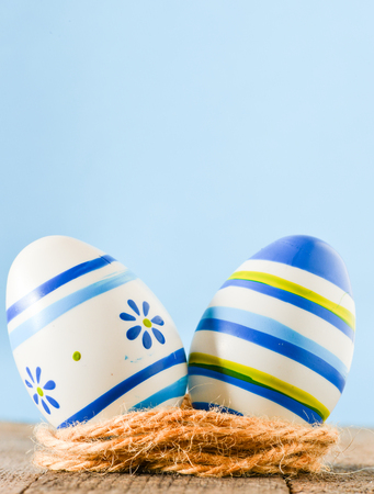 Colorful Easter egg in nestの写真素材