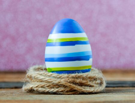 Colorful Easter egg in nestの写真素材