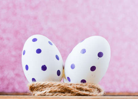 Colorful Easter egg in nestの写真素材