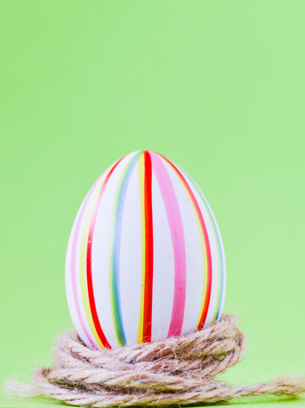 Colorful Easter egg in nestの写真素材