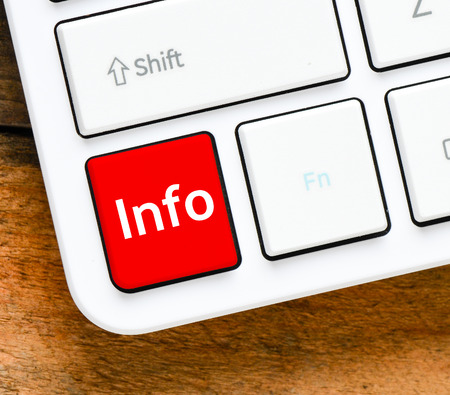 Info. Computer Keyboard with the words info on red buttonの写真素材