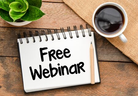 Free Webinar inscription, plant and coffee cupの写真素材