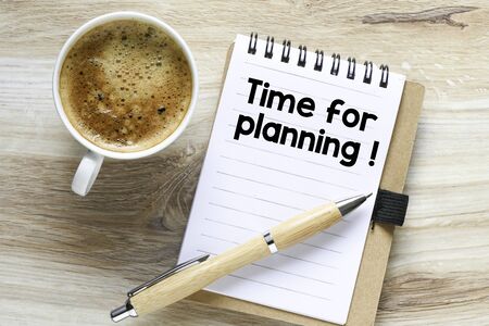 Time for planning text on notepad - business conceptの写真素材