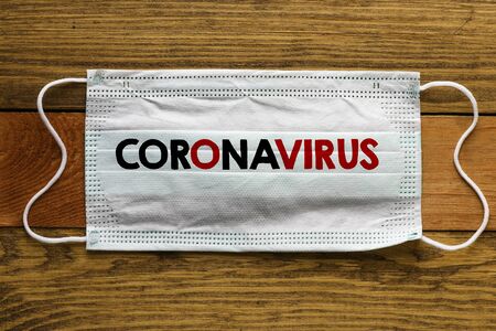 protective mask and coronavirus text. New Coronavirus-2019-nCoV.の写真素材