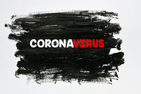 Coronavirus text on chalkboardの写真素材