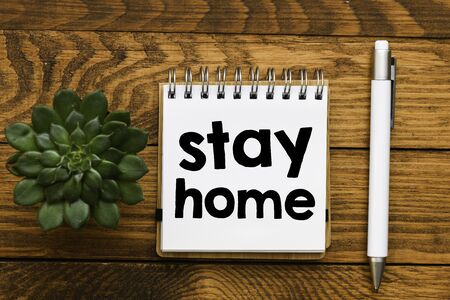 quarantine concept - stay home textの写真素材