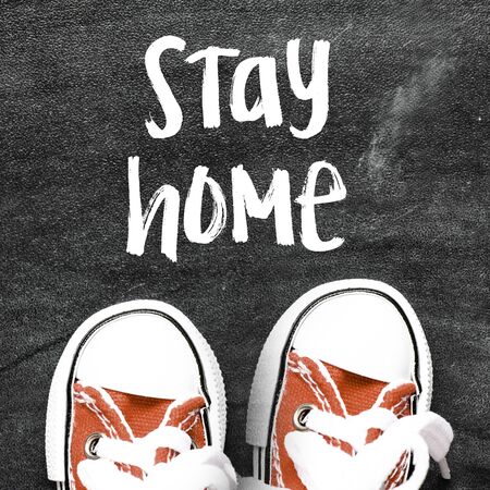 STAY HOME. quarantine concept - stay home textの写真素材