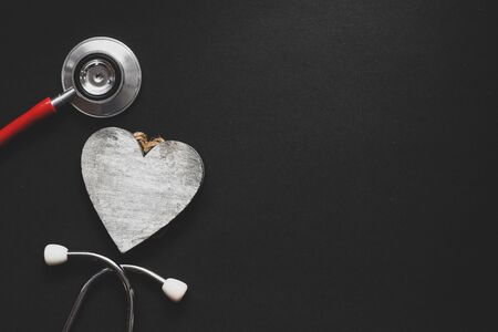 Heart with stethoscope, heart health, health insurance concept, world heart day, world health dayの写真素材
