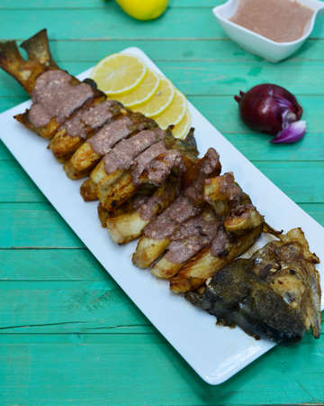 Pike perch deep fried with nut paste