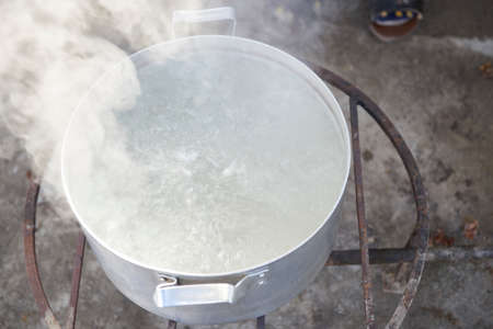 A dish of Azerbaijani national cuisine called Gyurza with deer meat from hunting meat and dough full preparation step by step from start to finishの写真素材