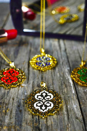 Pattern Jewelry chain necklace Azerbaijan National Pattern Antique National Treasure .の写真素材