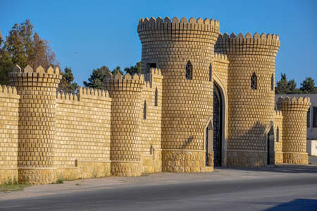 Stone in the style of a fortress in an ancient with towersの写真素材