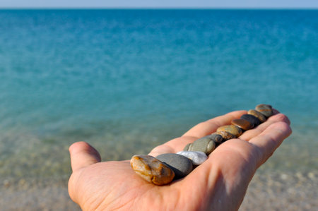 Beautiful natural stones collected on the shores of the Caspian Seaの写真素材