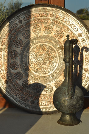Azerbaijanian National Copper Tableware Handmade Antiquesの写真素材