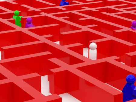 High resolution image labyrinth. 3d illustration over  white backgrounds.の写真素材