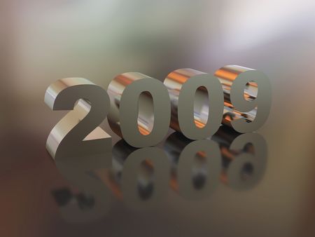 High resolution image new-year.  3d illustration. Metal text. Mirror reflection.の写真素材
