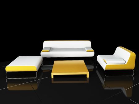 High resolution image white furniture. 3d illustration.  Black background.の写真素材