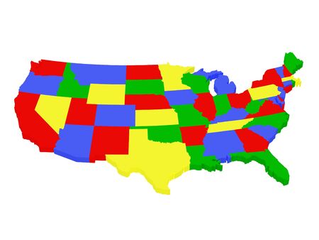 High resolution image multi-coloured map USA. 3d illustration over  white backgrounds.の写真素材