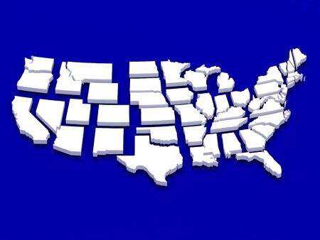 High resolution image white map USA. 3d illustration over  blue backgrounds.の写真素材
