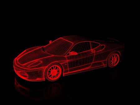High resolution image car on a green background. 3d illustration.の写真素材