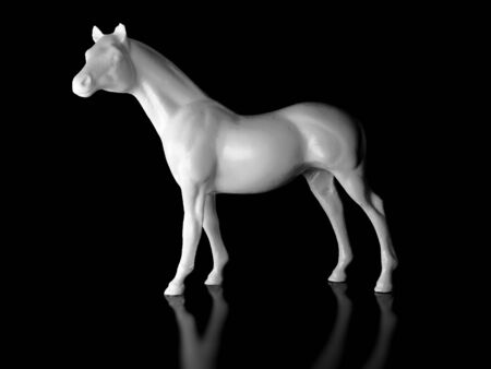 High resolution image symbol sculpture of a horse. 3d illustration over  black backgrounds.の写真素材