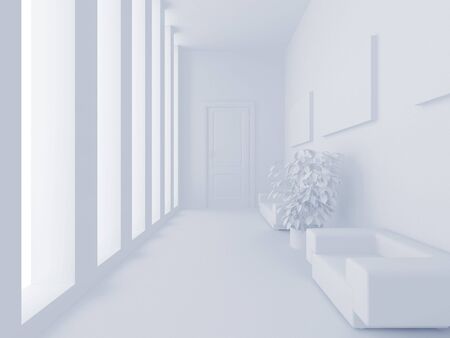 High resolution image interior. 3d illustration. Reception with a sofa.の写真素材