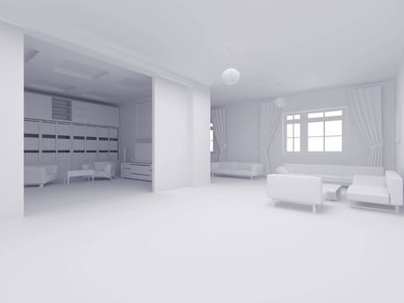 High resolution image interior. 3d illustration modern interior. Apartments white colour.の写真素材