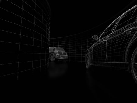 High resolution image car on a parking. 3d illustration.の写真素材