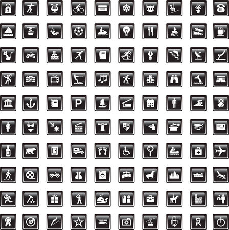 This image is a vector illustration and can be scaled to any size without loss of resolution. 100 various signs.のイラスト素材