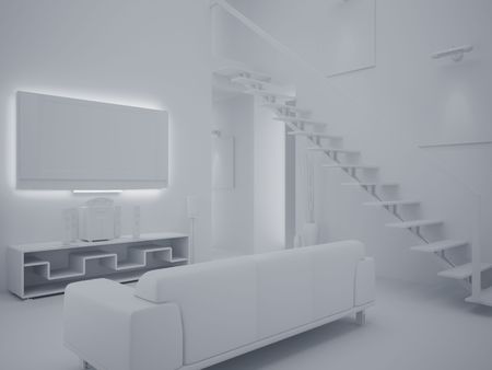 High resolution image interior. 3d illustration modern interior. Living room.