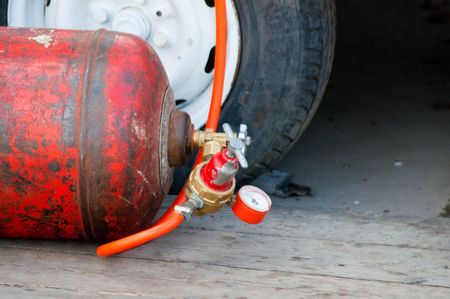 High resolution image. Gas bag, with a hose and a monometer.の写真素材