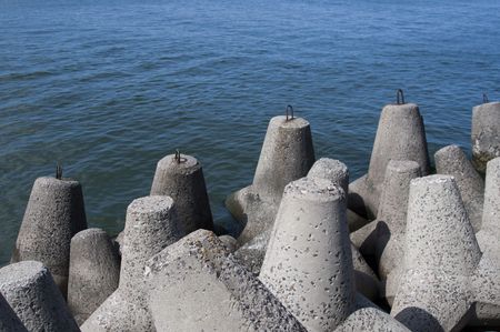 High resolution image. Wave absorber. Coast of Baltic sea.の写真素材